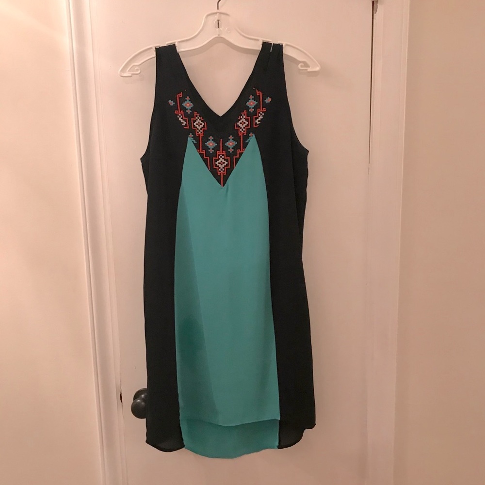 THML black and teal dress